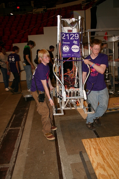 IMG_2673.JPG - Weighing the robot. We came in at 117.8 lbs - just under the 120 lb limit.