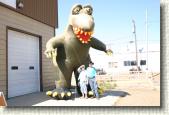 My mother and me outside the Malta Dinosaur Field Station.