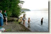 We camped at Fish Creek campground in Glacier Park and went swimming in Lake McDonald in the evening. It was cold!