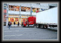 IMG_0795 * Yes, he is on the sidewalk across the street. At this point he has his front wheels on the sidewalk on one side of the street and the trailer wheels on the sidewalk on the other side. * 3072 x 2048 * (3.6MB)